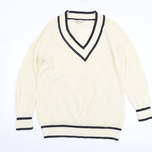 Hobbs Women's Ivory V-Neck Cotton Jumper, Size L