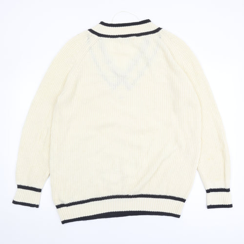 Hobbs Women's Ivory V-Neck Cotton Jumper, Size L