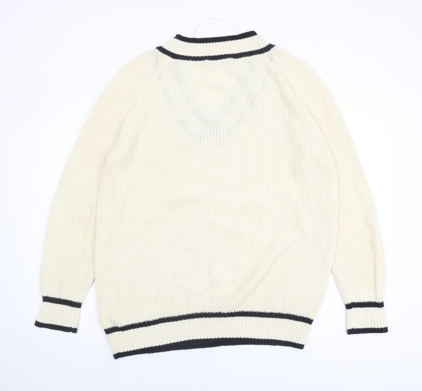 Hobbs Women's Ivory V-Neck Cotton Jumper, Size L