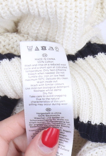 Hobbs Women's Ivory V-Neck Cotton Jumper, Size L