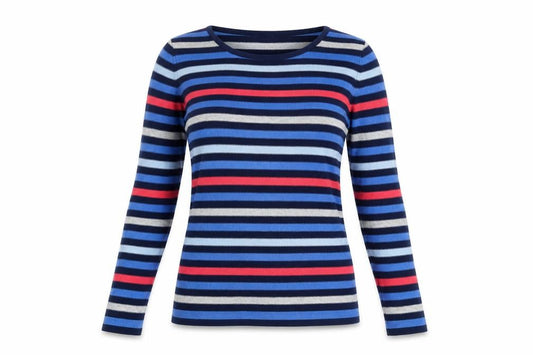 Front view of Lakeland Women's Multicoloured Striped Jumper, size 10