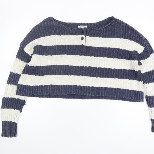 American Eagle Womens Blue Striped Pullover Jumper XS