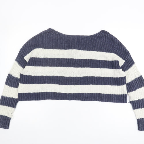 American Eagle Womens Blue Striped Pullover Jumper XS