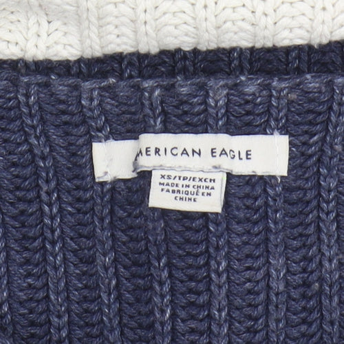 American Eagle Womens Blue Striped Pullover Jumper XS