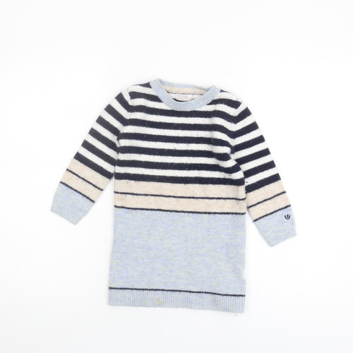FatFace Girls Striped Pullover Jumper - Blue, Beige, 5-6 Years