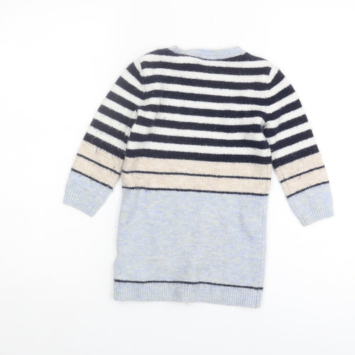 FatFace Girls Striped Pullover Jumper - Blue, Beige, 5-6 Years