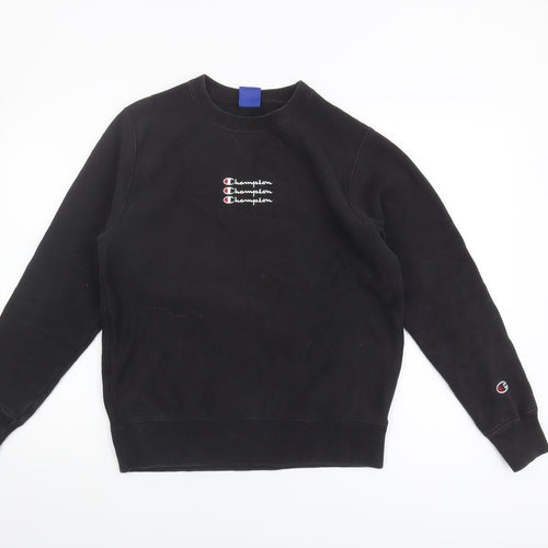Champion Women's Black Sweatshirt, Size S, Logo Accents