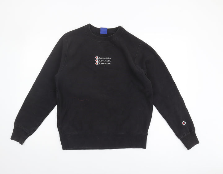 Champion Women's Black Sweatshirt, Size S, Logo Accents