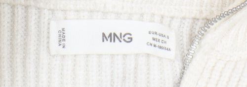 MNG Women's Ivory Striped High Neck Pullover Jumper