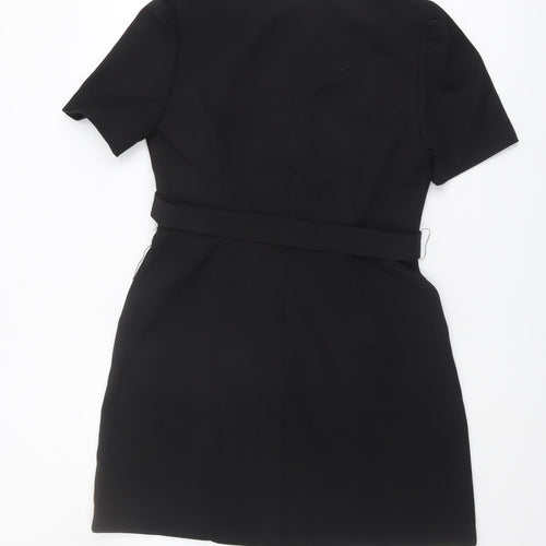 Oasis Women's Black Short Sleeve V-Neck Dress