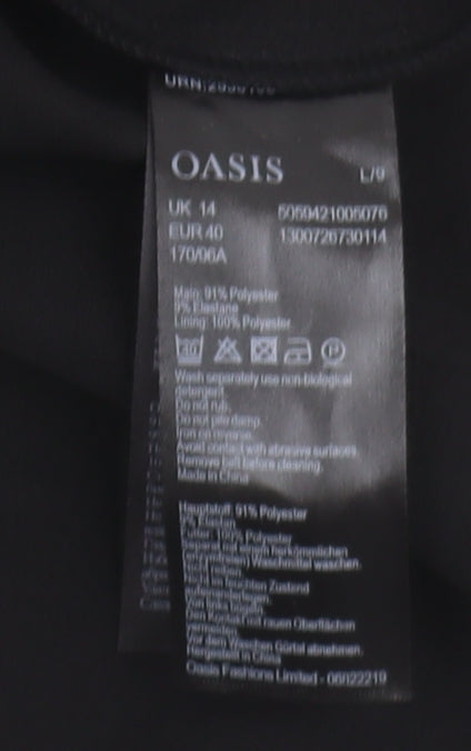 Oasis Women's Black Short Sleeve V-Neck Dress