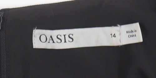 Oasis Women's Black Short Sleeve V-Neck Dress
