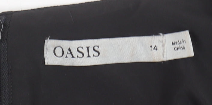 Oasis Women's Black Short Sleeve V-Neck Dress