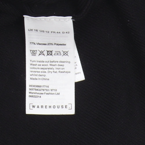 Warehouse Women's Black Pullover Jumper, Size 16
