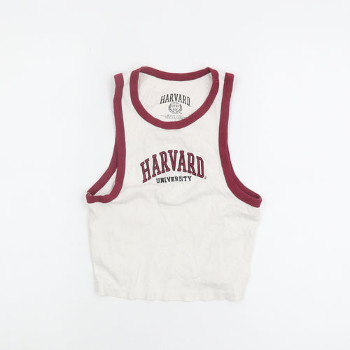 Harvard Unisex White Ringer Tank Top S - Casual Cotton Comfort