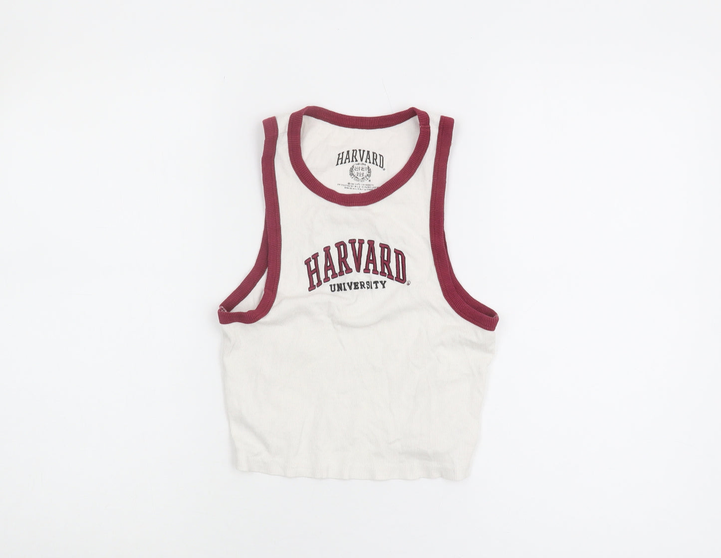 Harvard Unisex White Ringer Tank Top S - Casual Cotton Comfort
