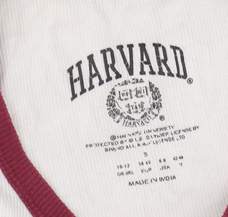 Harvard Unisex White Ringer Tank Top S - Casual Cotton Comfort