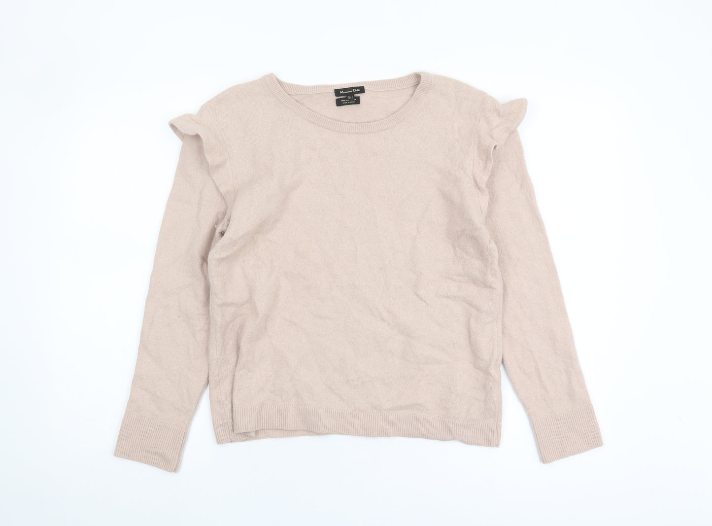 Massimo Dutti Women's Beige Pullover Jumper, Size L