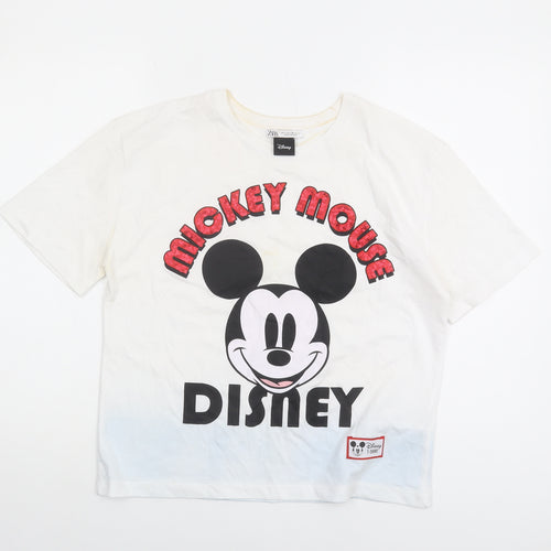 Zara Disney Women's White Mickey Mouse T-Shirt Size 8