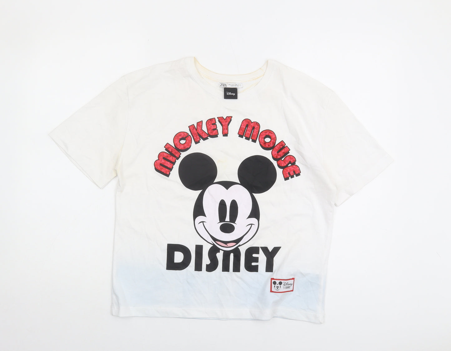 Zara Disney Women's White Mickey Mouse T-Shirt Size 8