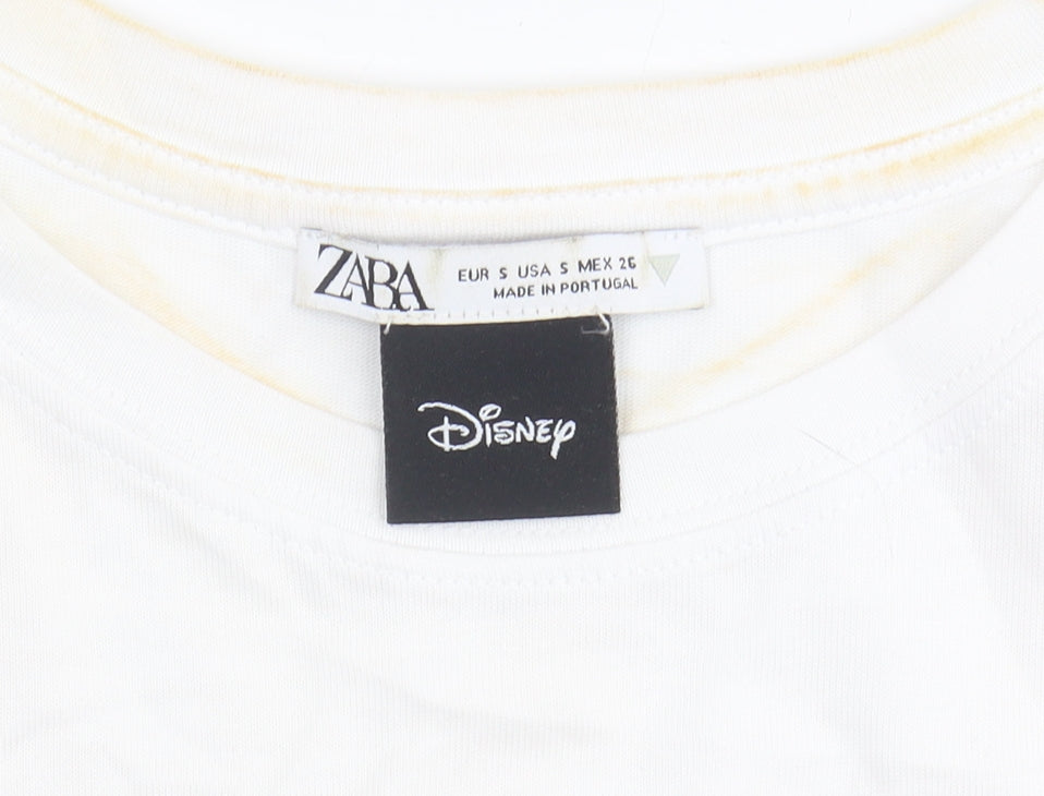 Zara Disney Women's White Mickey Mouse T-Shirt Size 8