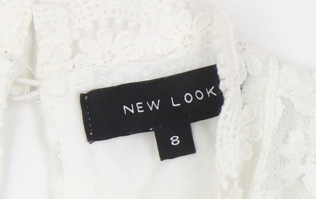 New Look Women's White Lace Blouse Size 8