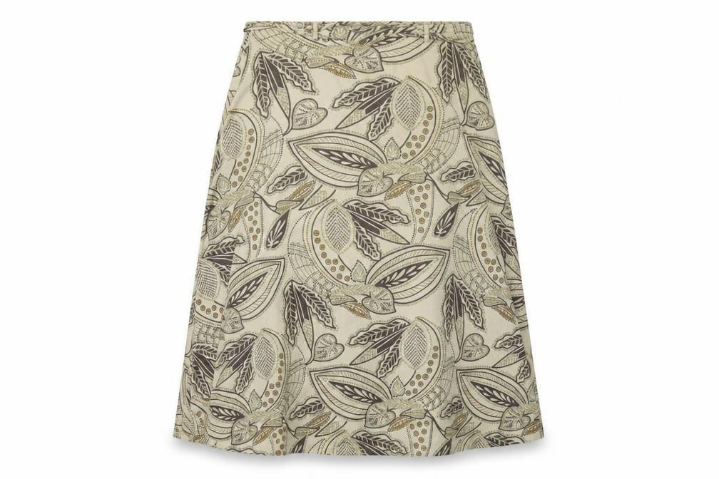 Front view of Emreco Women's Beige Paisley Skirt, size 12