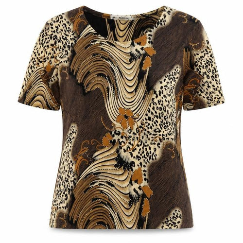 Miss Suki Mani Women's Brown Animal Print Top, Size 12