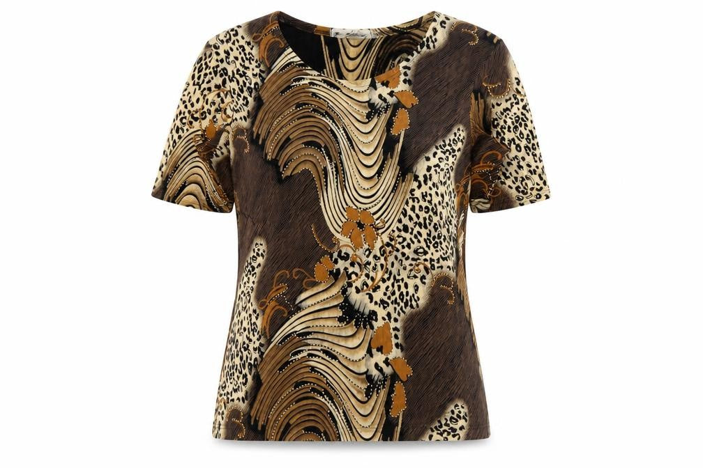 Miss Suki Mani Women's Brown Animal Print Top, Size 12