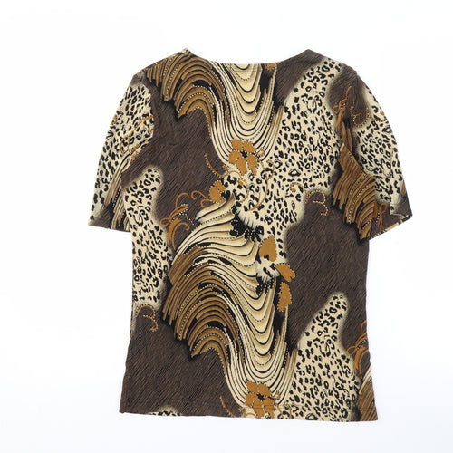 Miss Suki Mani Women's Brown Animal Print Top, Size 12