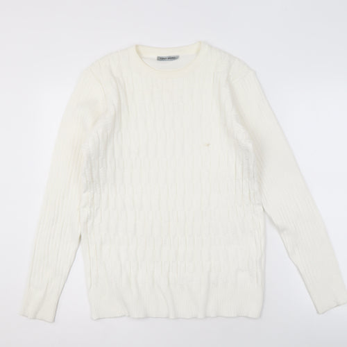 Tony Moro Men's Ivory Cable-Knit Pullover Jumper L