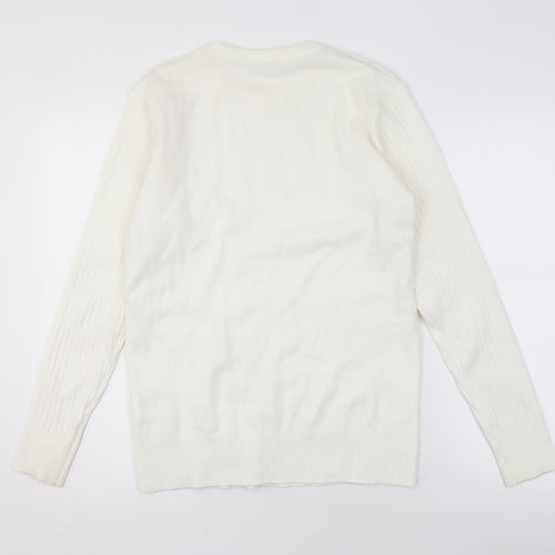 Tony Moro Men's Ivory Cable-Knit Pullover Jumper L