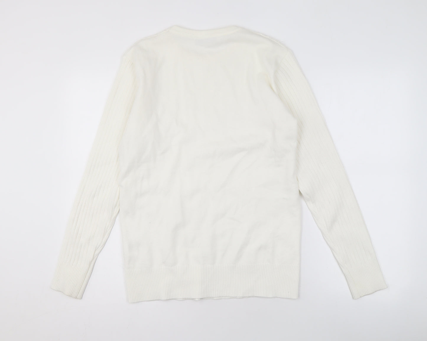 Tony Moro Men's Ivory Cable-Knit Pullover Jumper L