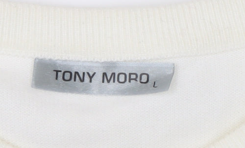Tony Moro Men's Ivory Cable-Knit Pullover Jumper L