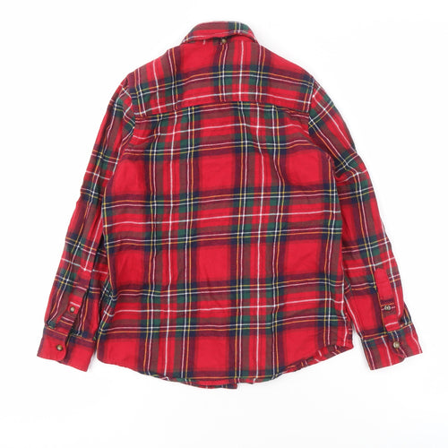 Next Boys Red Plaid Button-Up Shirt 7 Years