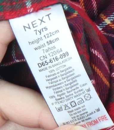 Next Boys Red Plaid Button-Up Shirt 7 Years
