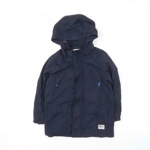 H&M Boys Blue Waterproof Hooded Parka Jacket 5-6 Years