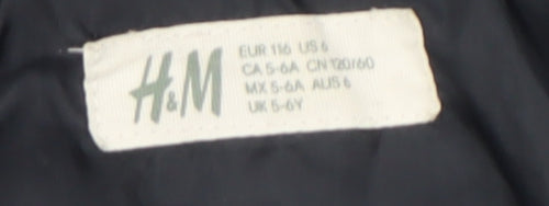 H&M Boys Blue Waterproof Hooded Parka Jacket 5-6 Years
