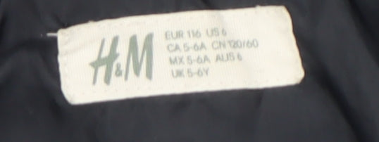 H&M Boys Blue Waterproof Hooded Parka Jacket 5-6 Years