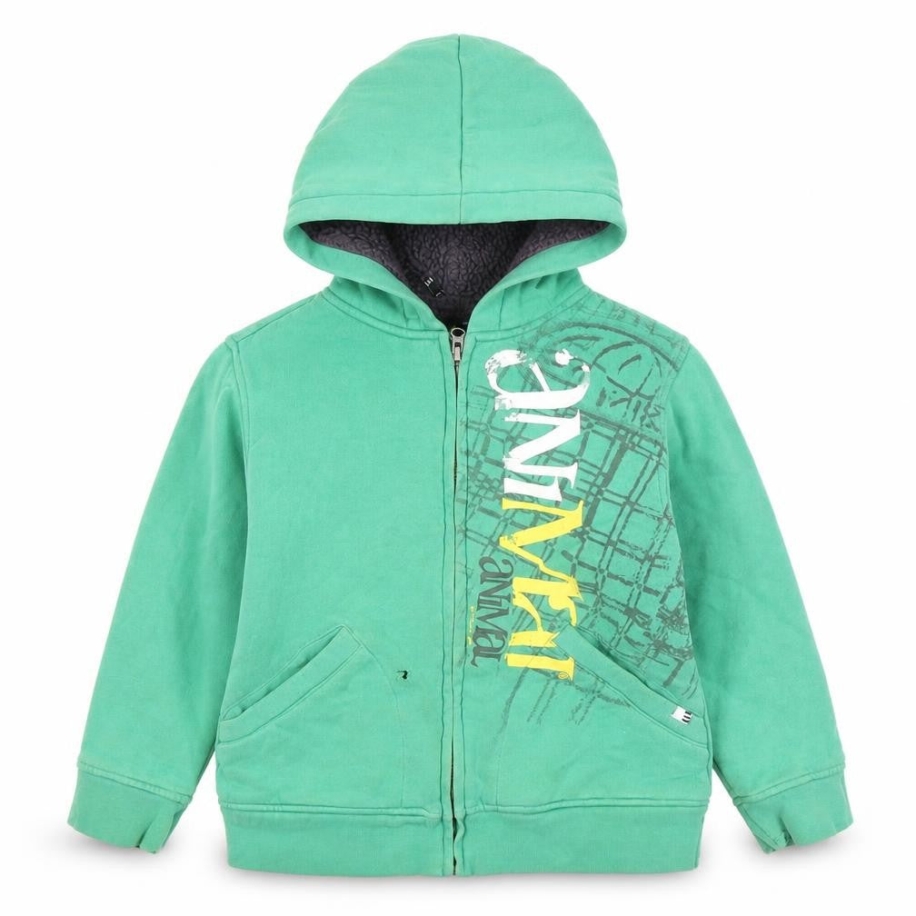 Animal Boys Green Full Zip Hoodie 2XS Graphic Print Casual