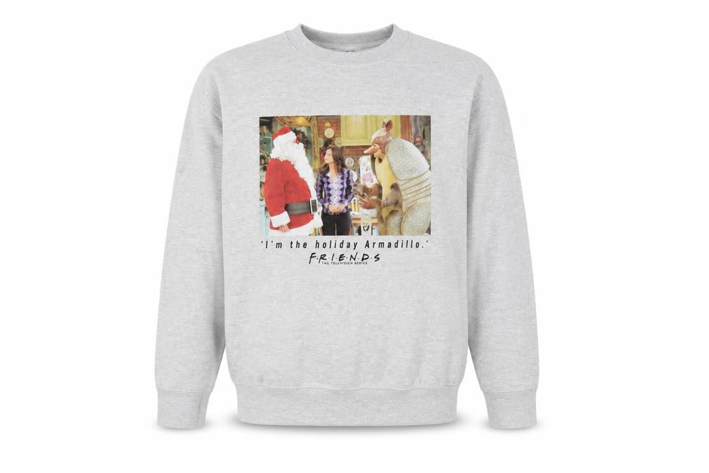 Front view of Friends Grey Pullover Sweatshirt, Men's 8/10, TV Graphics