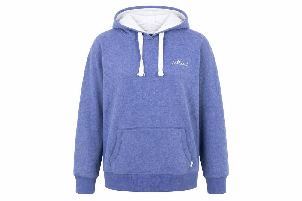 Front view of Saltrock unisex blue hoodie, long sleeve, regular fit