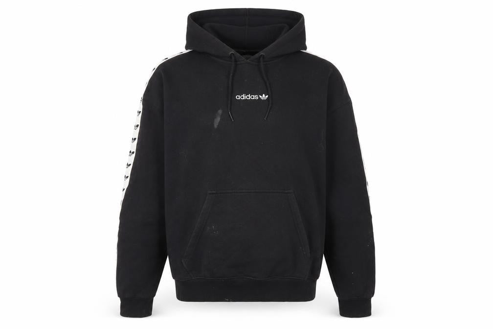 Front view of Adidas Men's Black Pullover Hoodie M - Sporty & Stylish