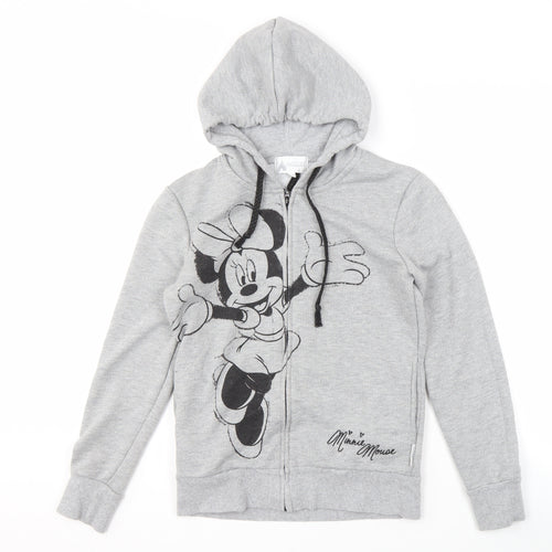 Disney Women's Grey S Minnie Mouse Full Zip Hoodie