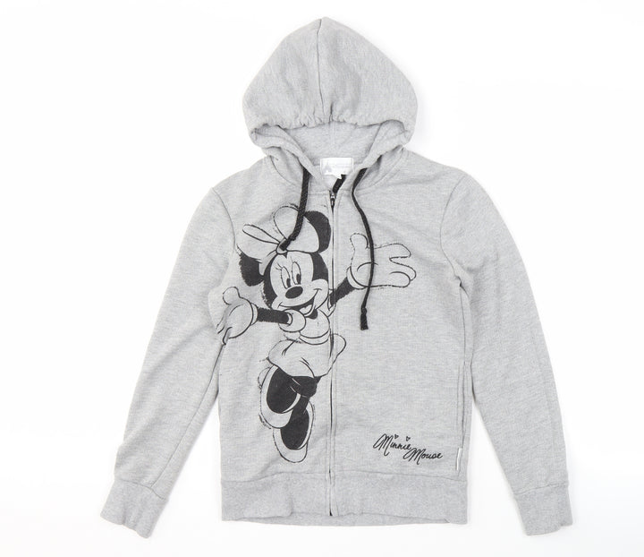 Disney Women's Grey S Minnie Mouse Full Zip Hoodie