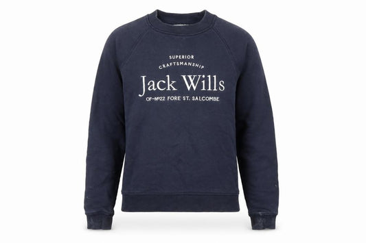 Front view of Jack Wills Women Navy Blue Pullover Sweatshirt, size 6