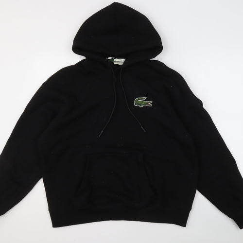 Lacoste Unisex Black Cotton Hoodie L Relaxed Fit