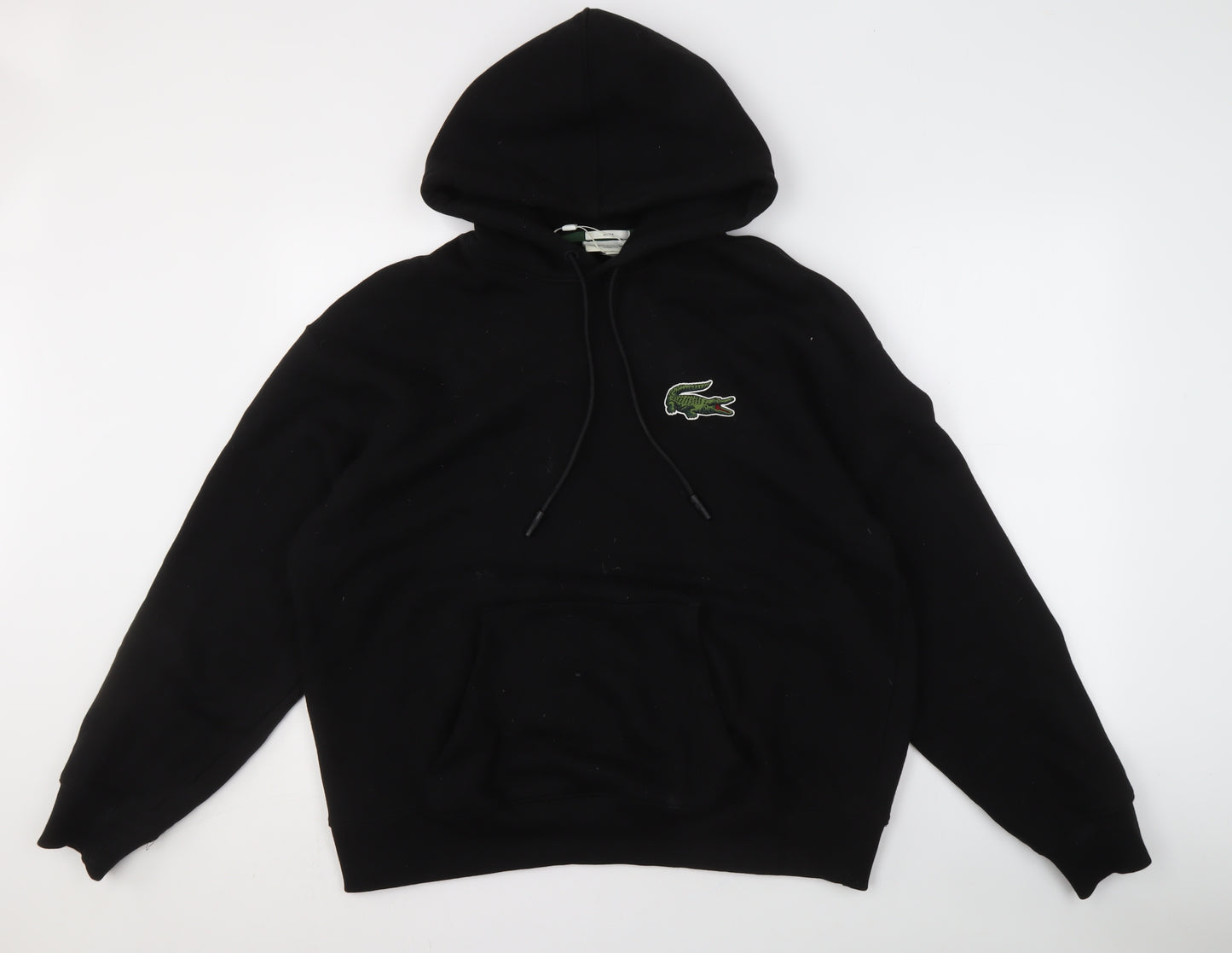 Lacoste Unisex Black Cotton Hoodie L Relaxed Fit