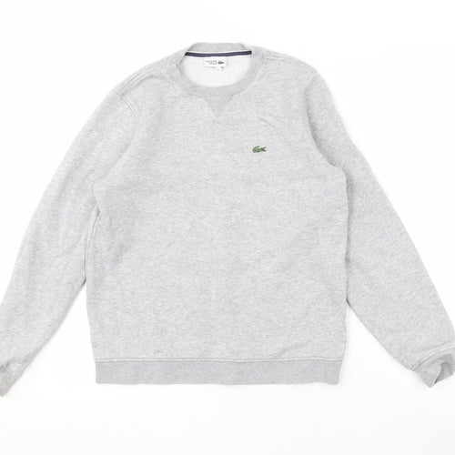 Lacoste Boys Grey Pullover Sweatshirt - Size 14, Logo, Crew Neck