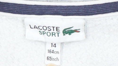Lacoste Boys Grey Pullover Sweatshirt - Size 14, Logo, Crew Neck